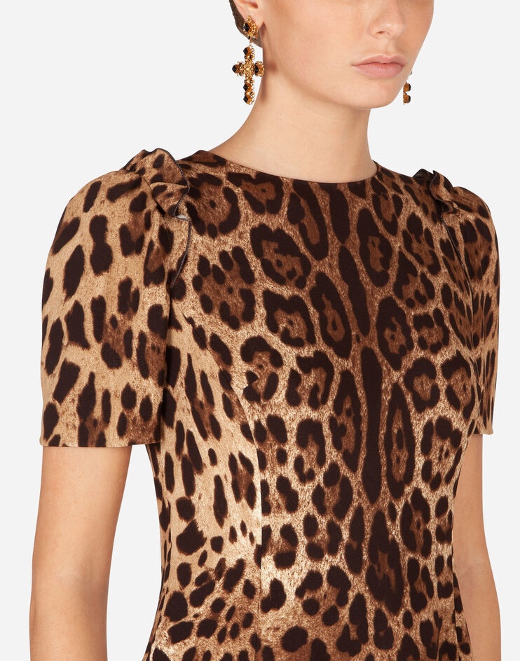 Short-sleeved leopard-print cady top - 4