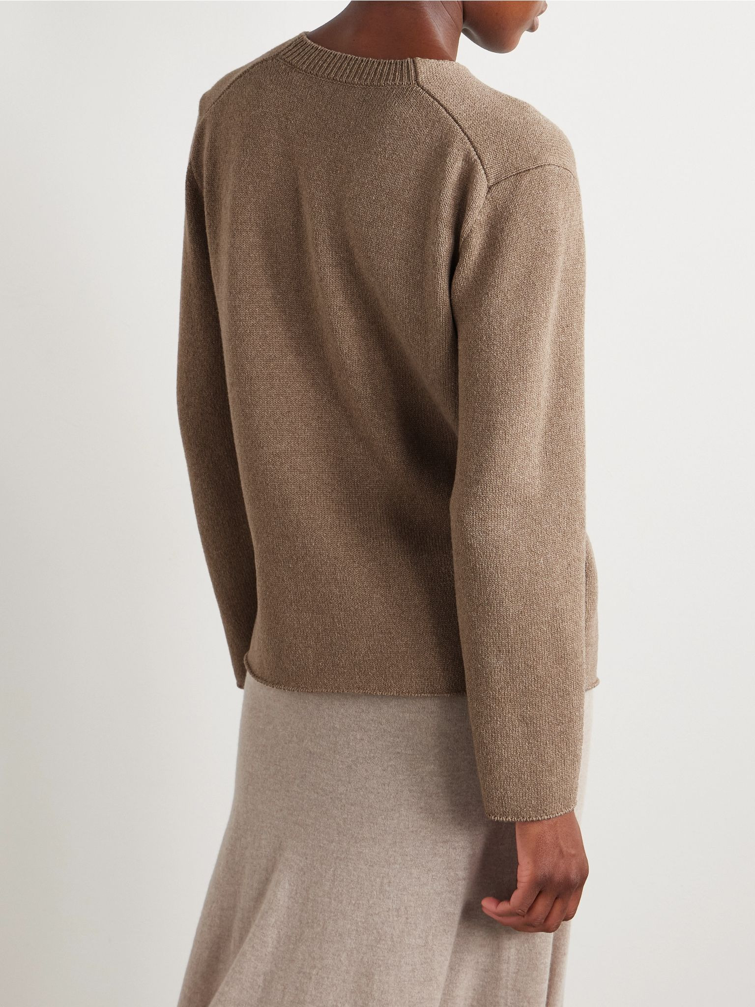 Jhaio cotton and wool-blend sweater Light brown - 4
