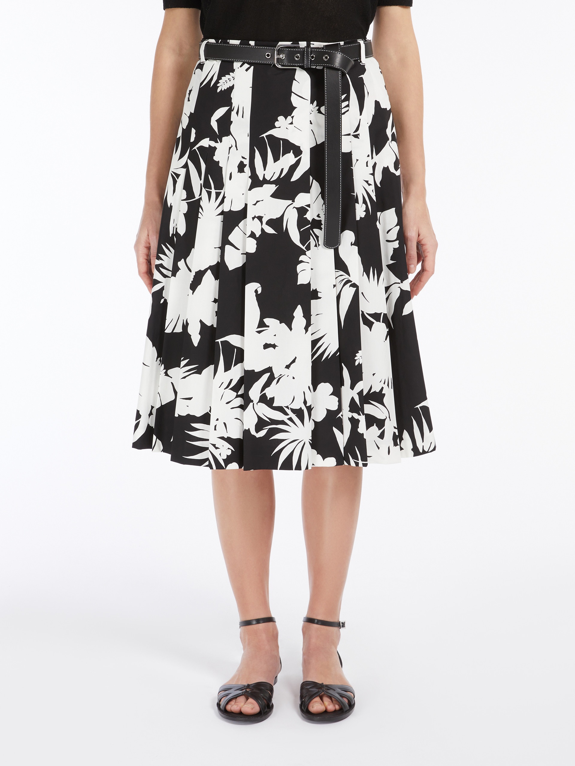 BASSANO Pleated printed poplin skirt - 3