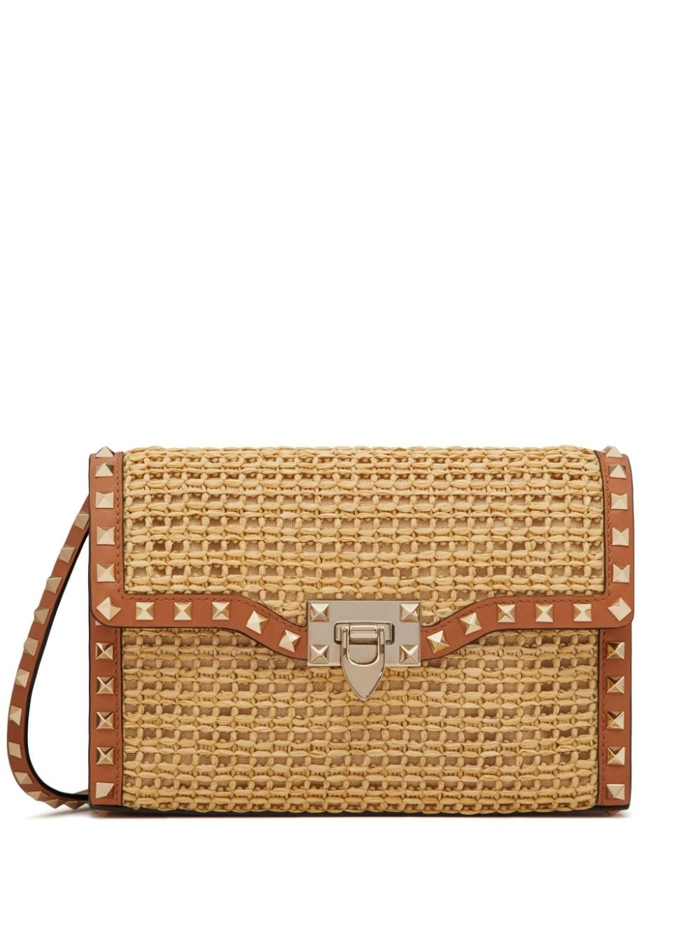 Rockstud raffia shoulder bag - 1