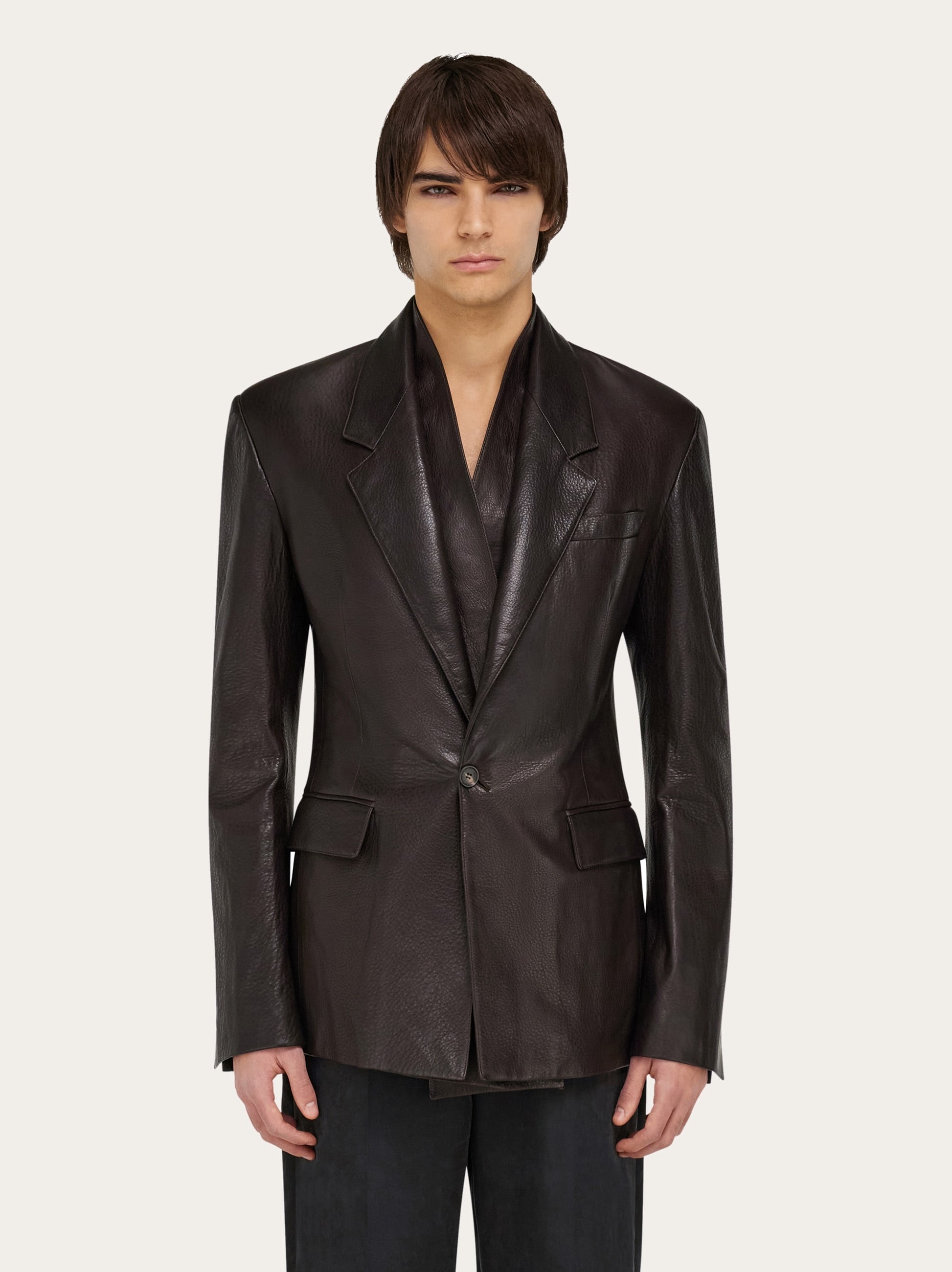 Grainy leather blazer - 2