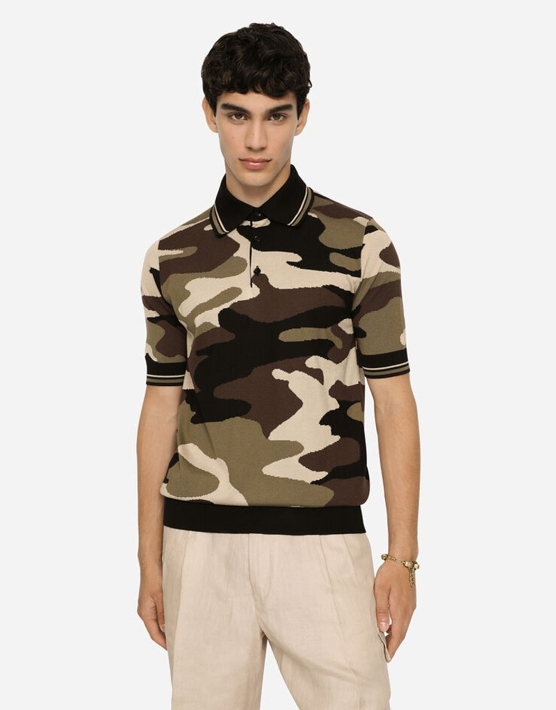 Dolce & Gabbana Short-sleeved polo-shirt with camouflage intarsia outlook