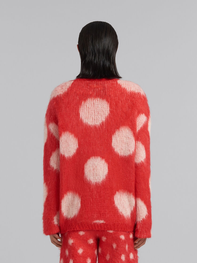 RED MOHAIR JUMPER WITH MAXI POLKA DOTS - 3