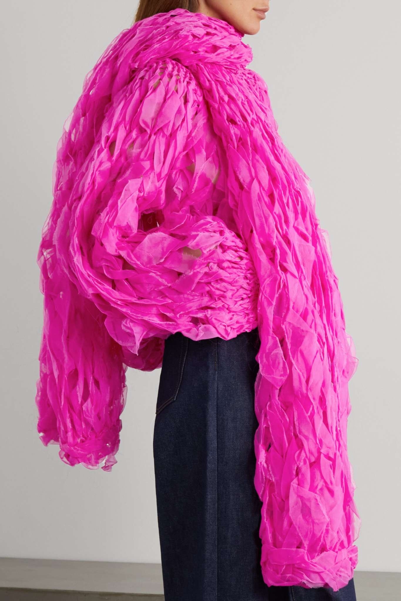 Braided silk-organza scarf - 4