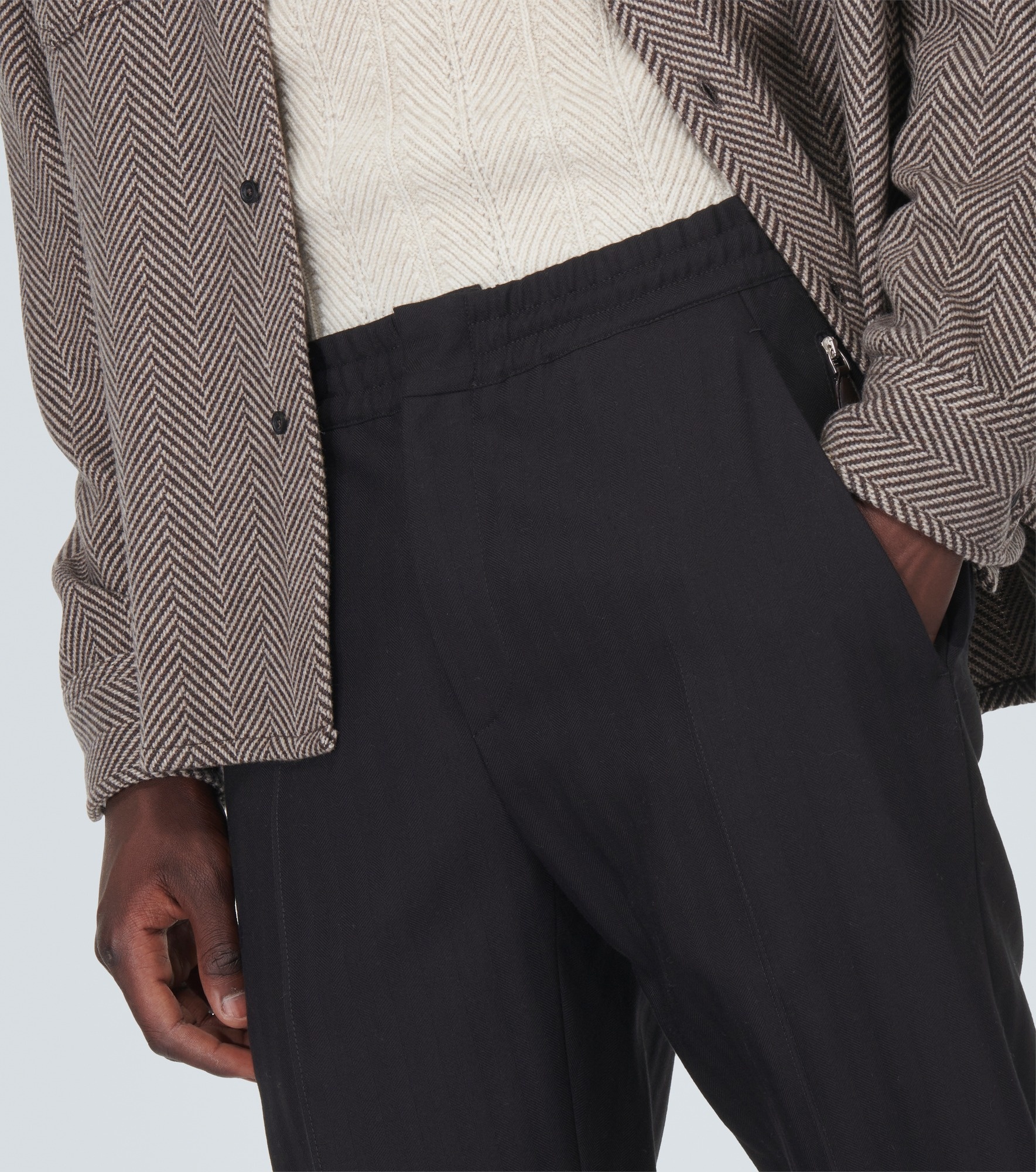 Wool and cotton tapered pants - 5