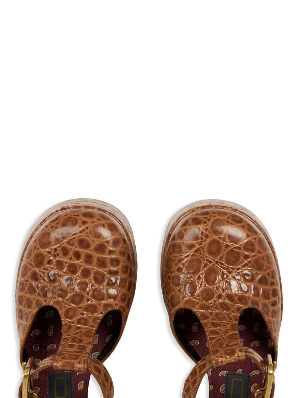 110mm crocodile-embossed platform pumps - 3