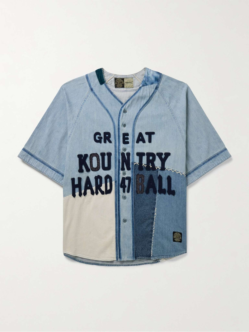 Appliquéd Embroidered Patchwork Denim Shirt 1