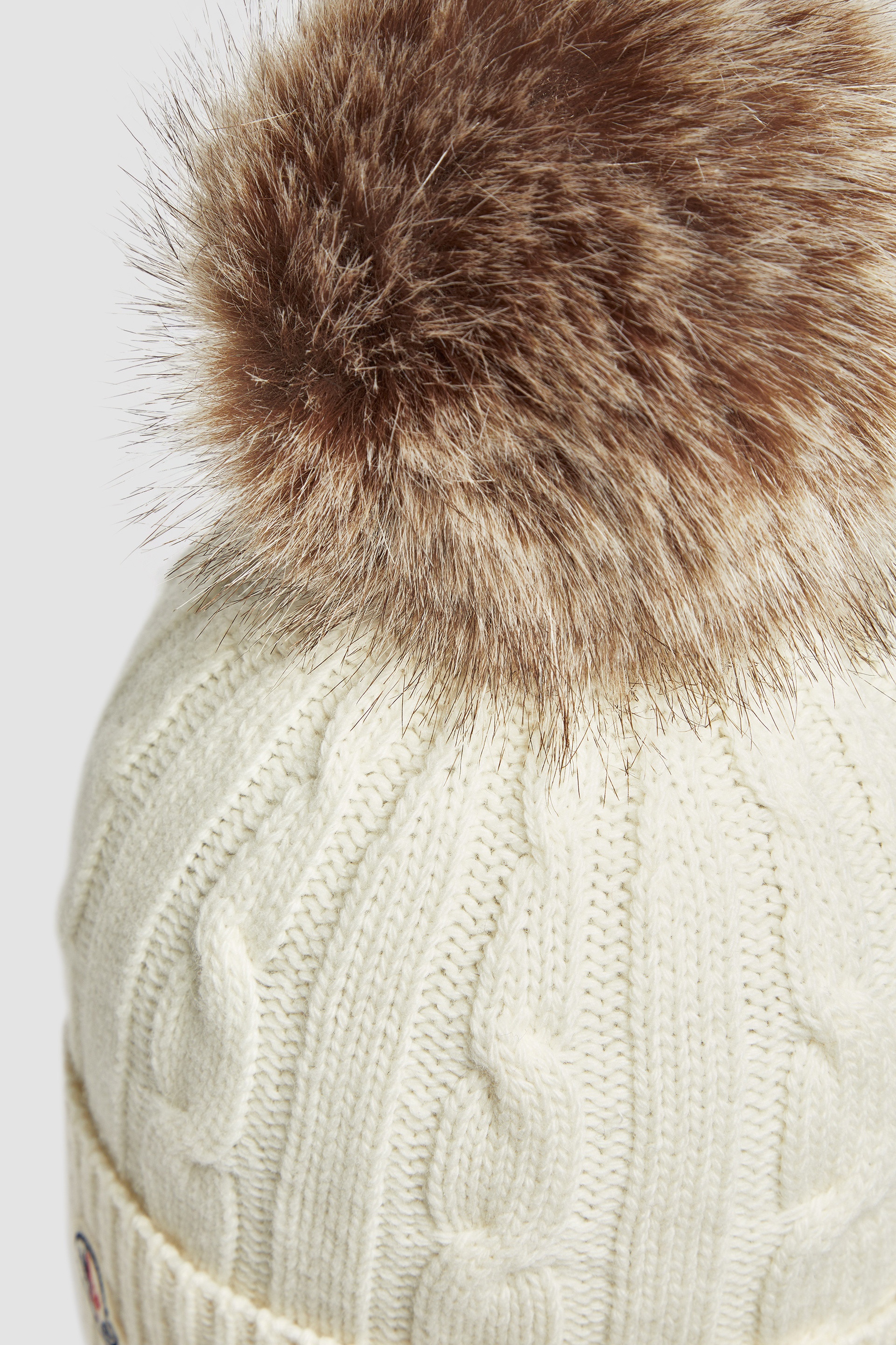 Wool & Cashmere Beanie with Faux Fur Pom Pom - 5