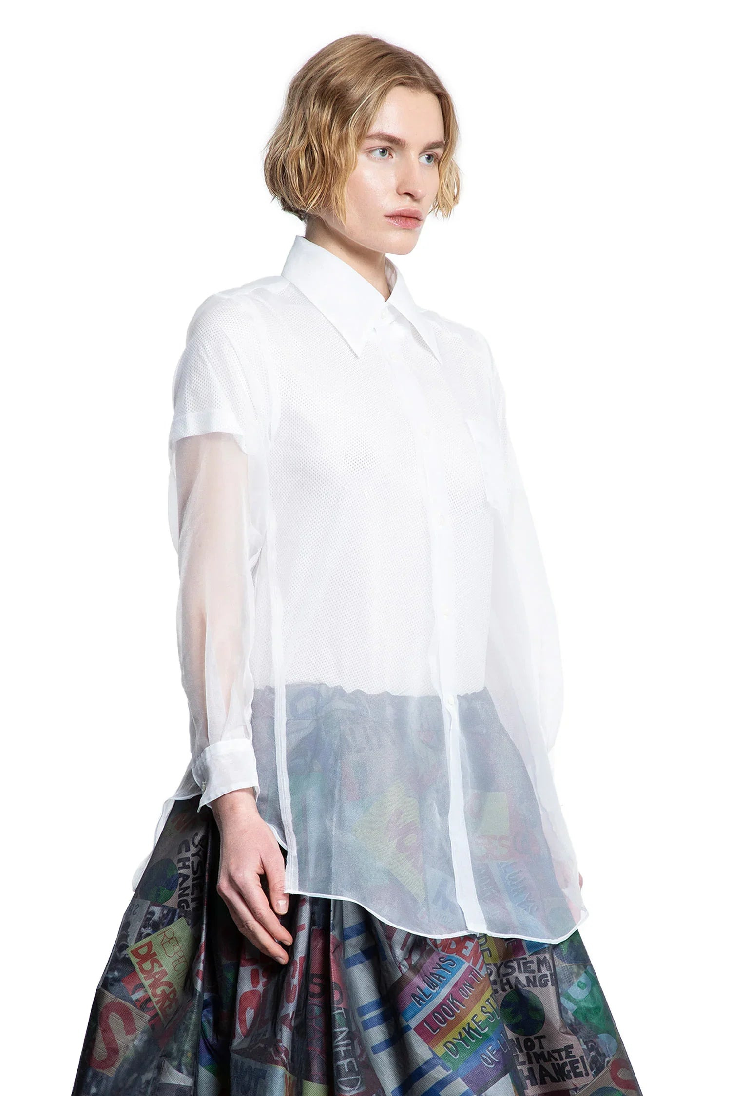 Layered-Wool-Mesh-And-Tulle-Shirt - 2