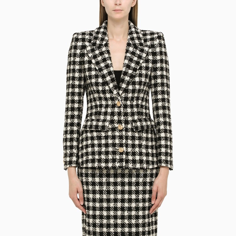 Single-breasted houndstooth blazer - 1