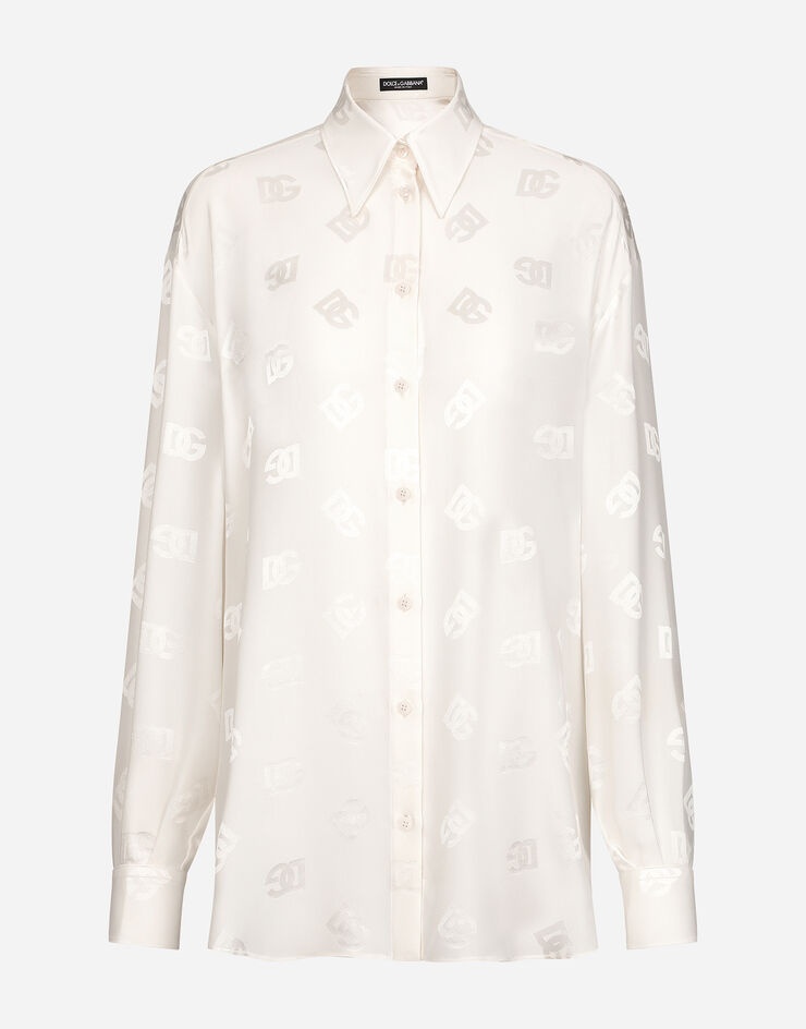 Silk shirt with jacquard DG logo - 1