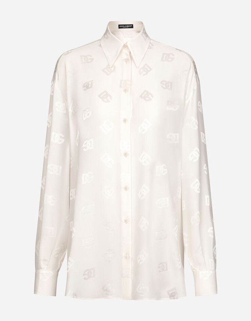 Silk shirt with jacquard DG logo 1
