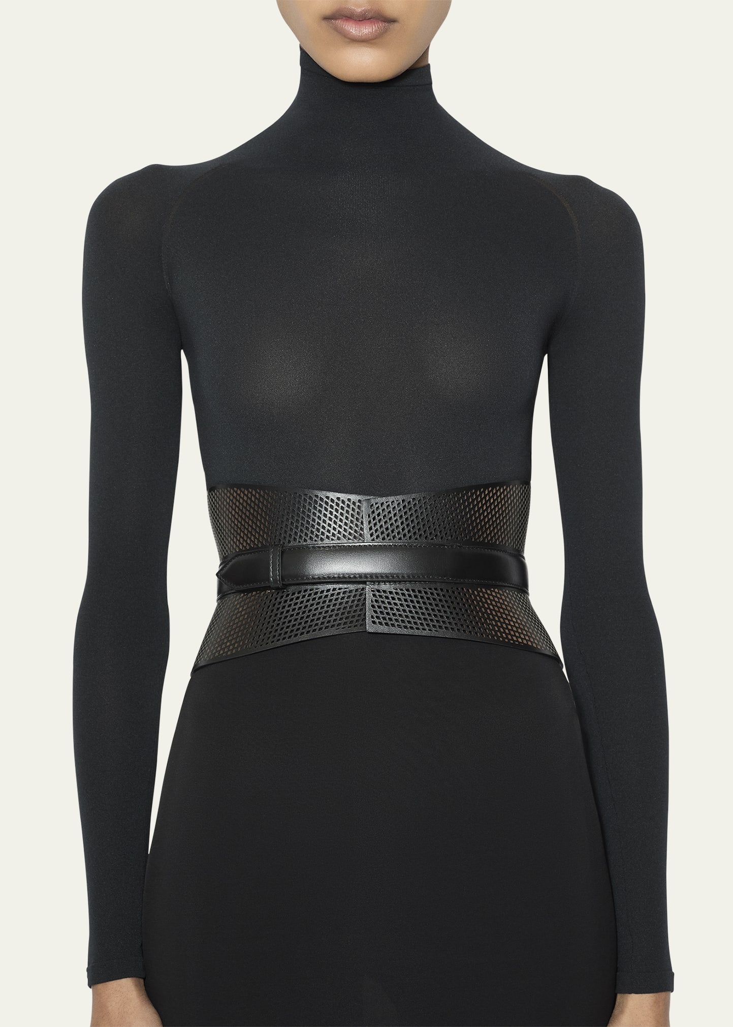 Curved Wide Bustier Leather Belt - 2
