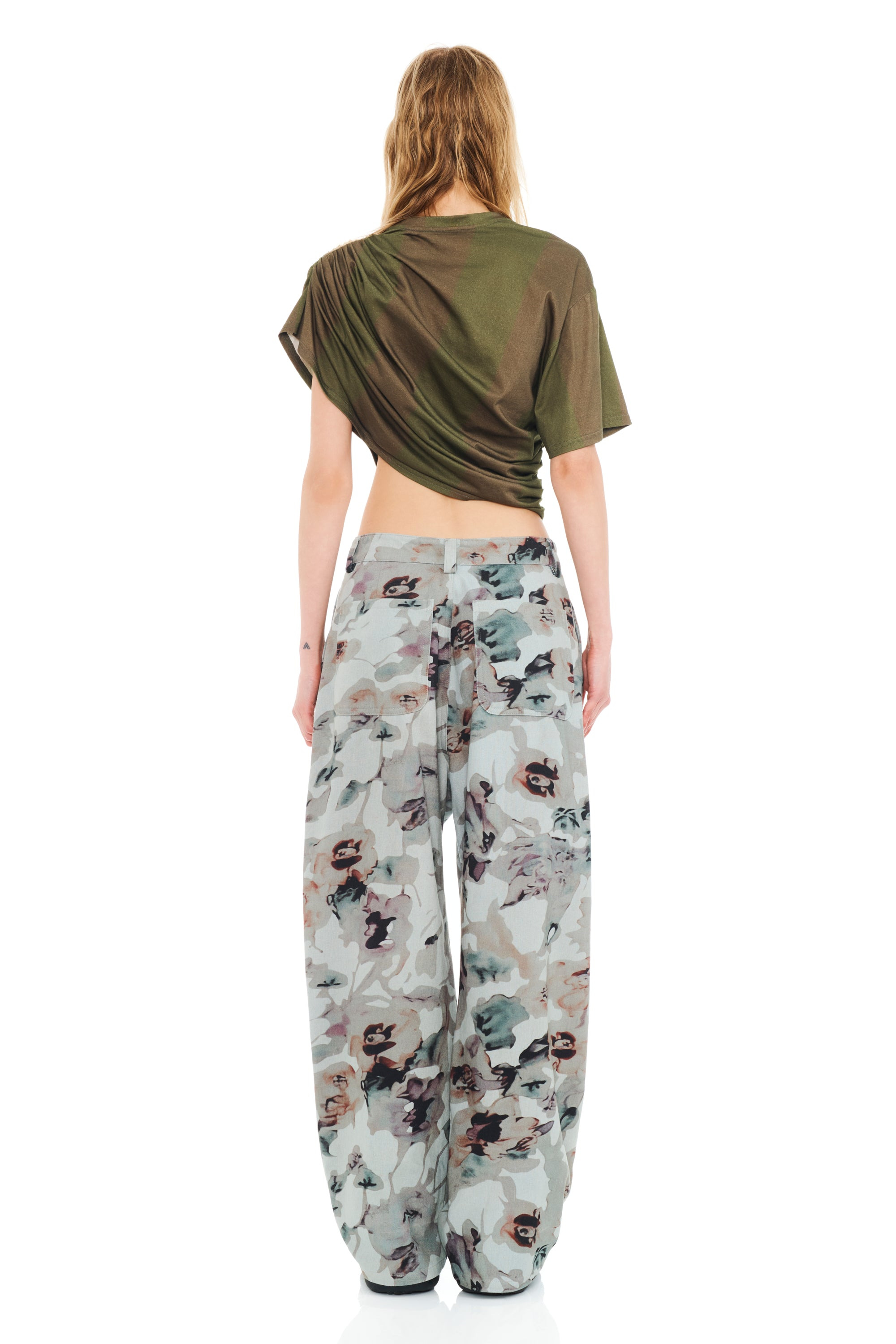 BEIGE WATERCOLOR ROSES CATCHFLY PANT - 5