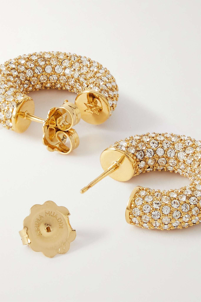 Cameron mini gold-tone crystal hoop earrings 3