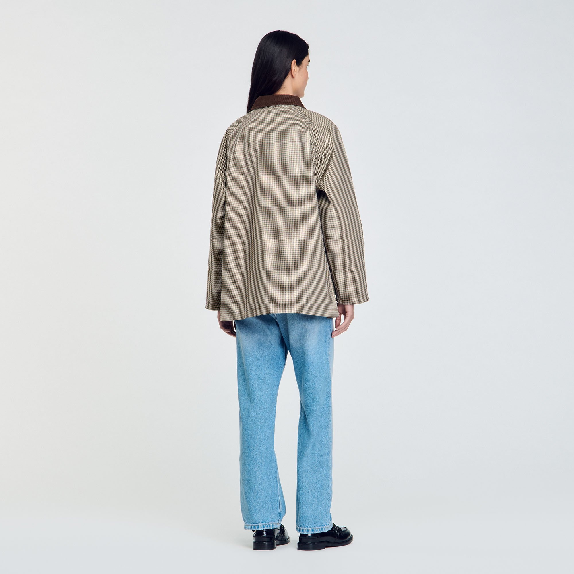 CHECK COAT WITH VELVET COLLAR - 5