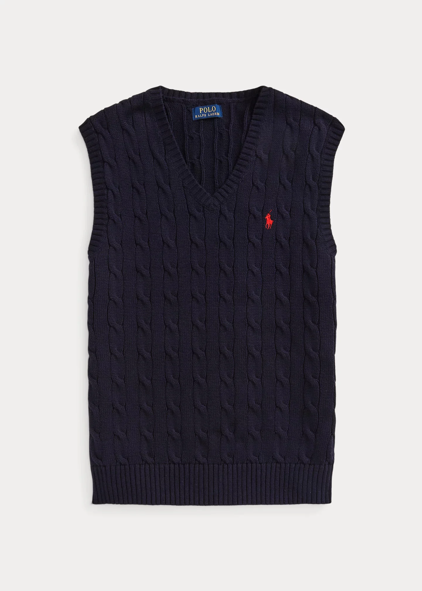Cable-Knit Cotton Sweater Vest - 1