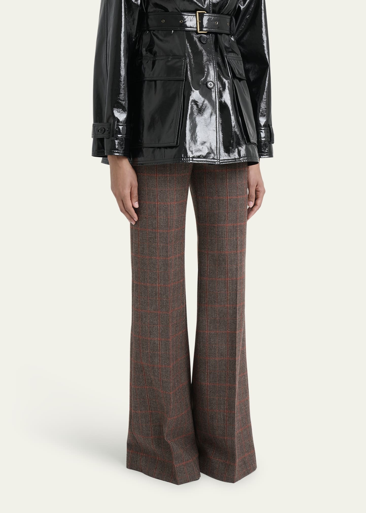 Plaid Wide-Leg Pants - 4