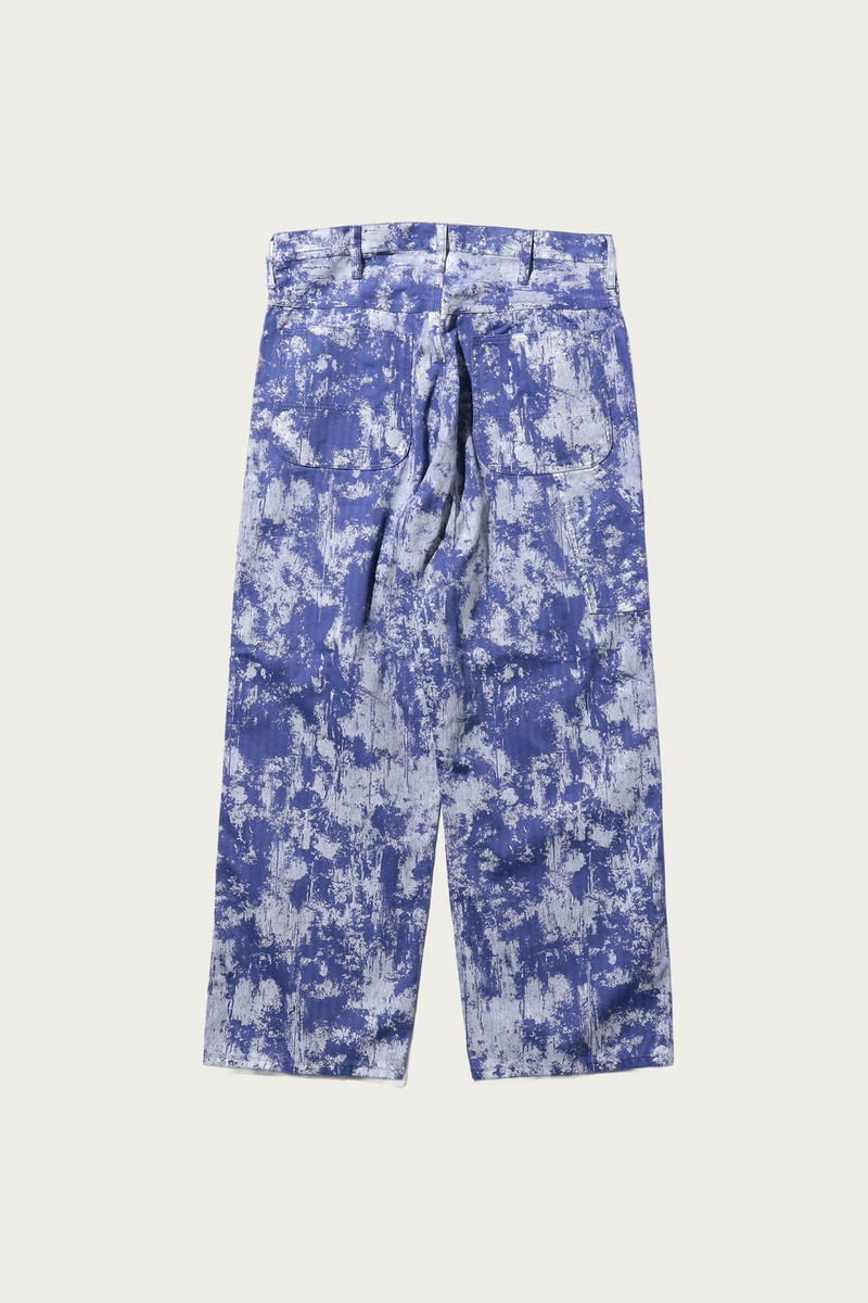 BEAMS PLUS P-Pants Pants Supima Herrinbone on Paint Print - Blue outlook