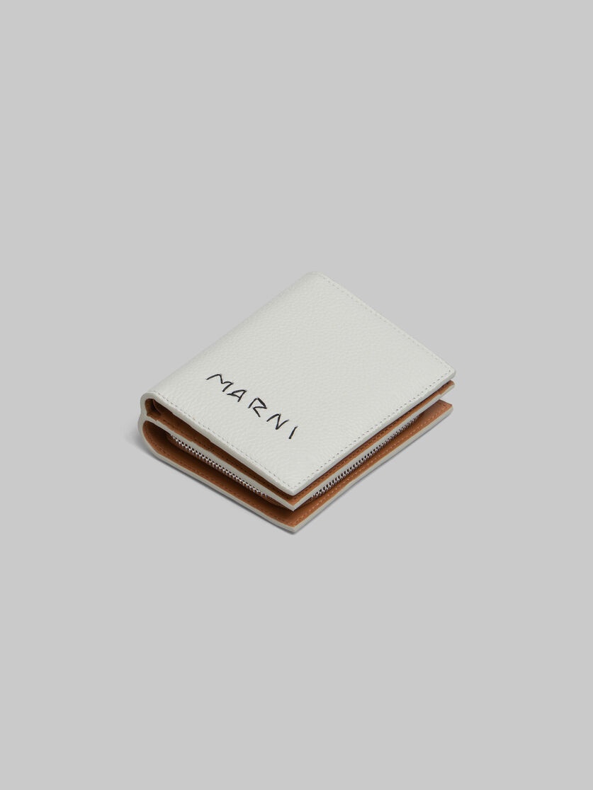 GREY LEATHER ZIP-AROUND BIFOLD WALLET WITH MARNI MENDING - 5