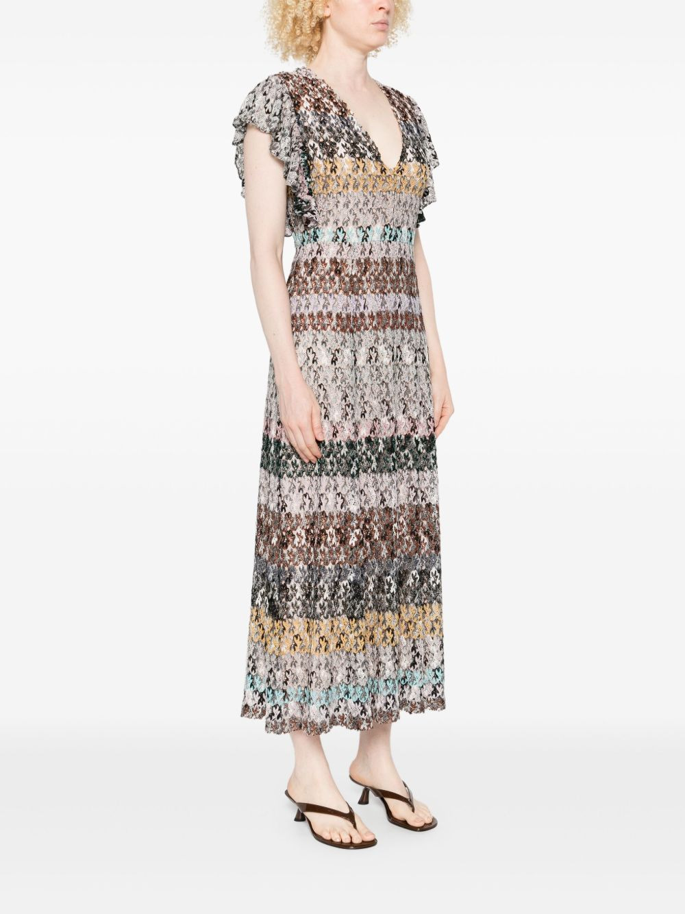 v-neck midi dress - 3