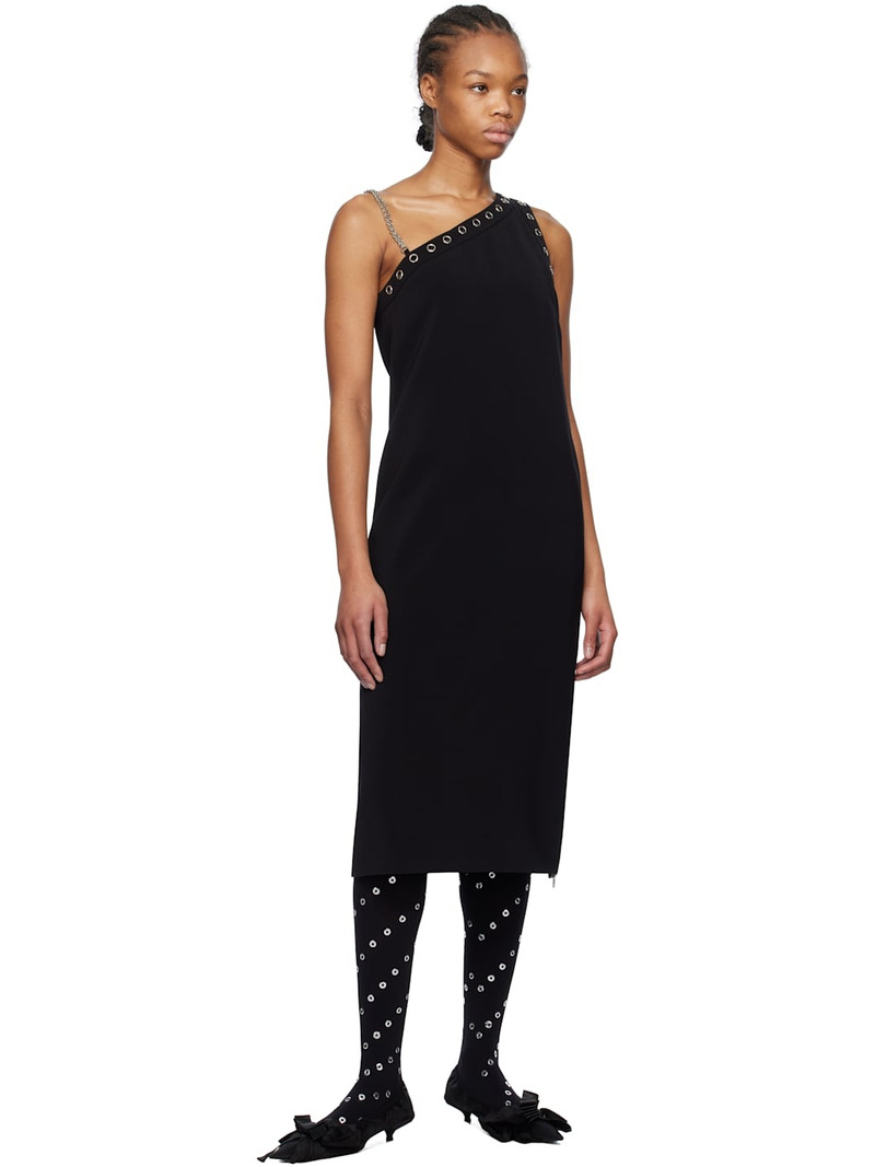 We11done Black Unbalanced Midi Dress outlook