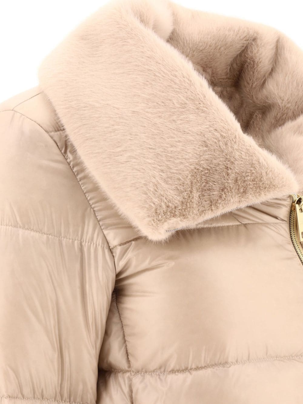 faux-fur collar quilted jacket - 4