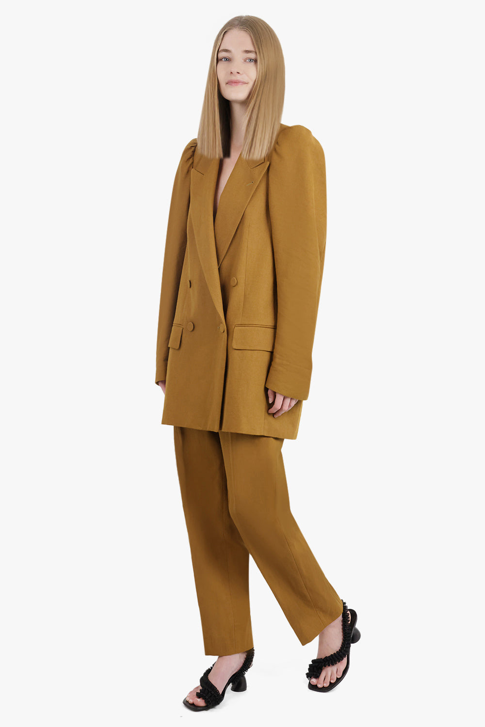 BLINKY DOUBLE BREASTED LONG JACKET | UMBER - 4