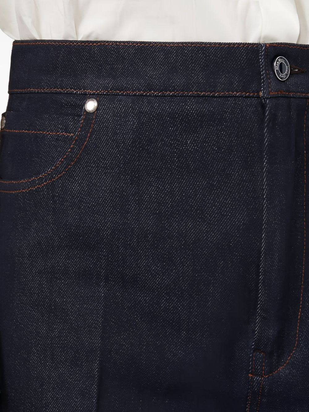 topstitching pleated-front denim jeans - 4