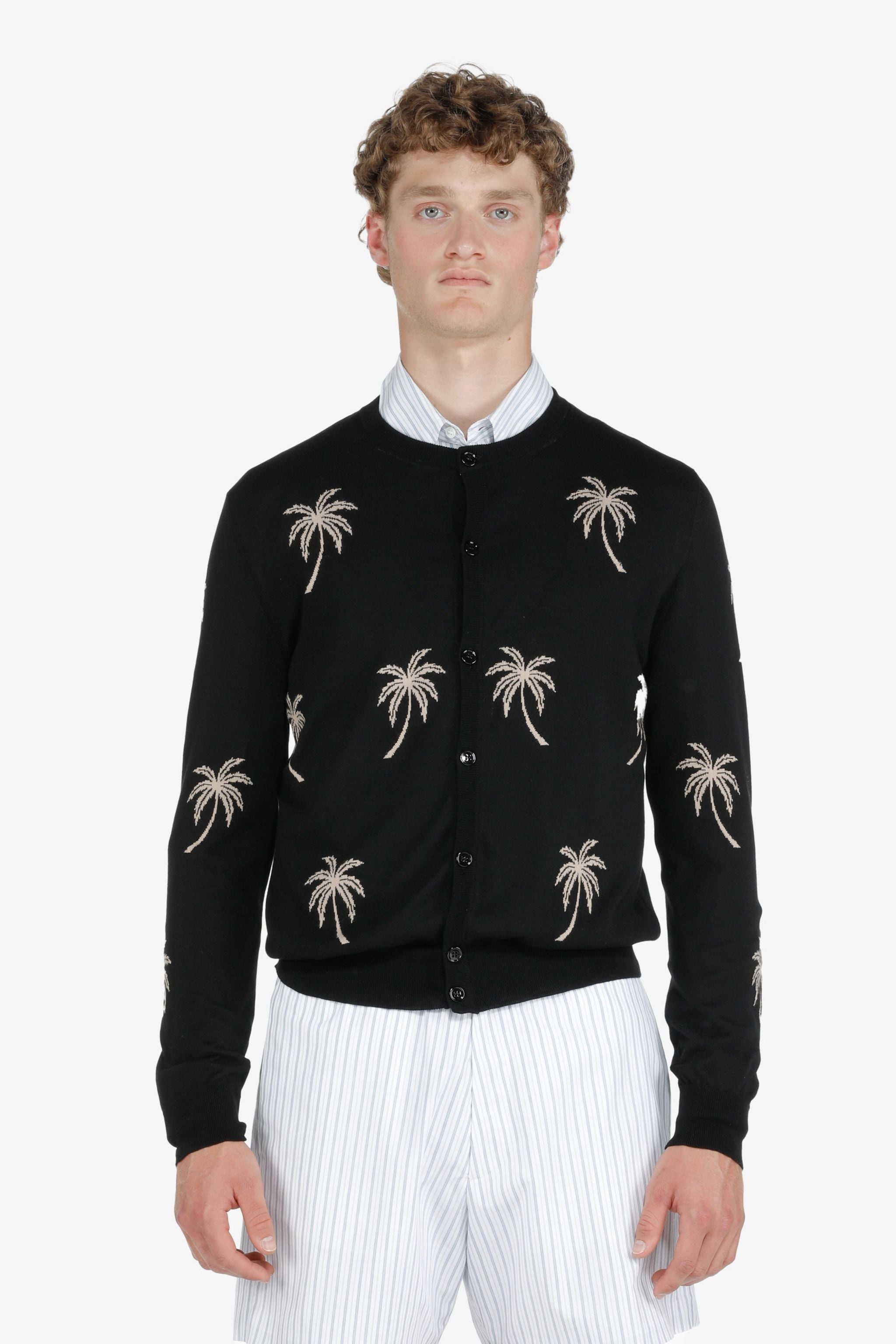 PALM TREE COTTON CARDIGAN - 1