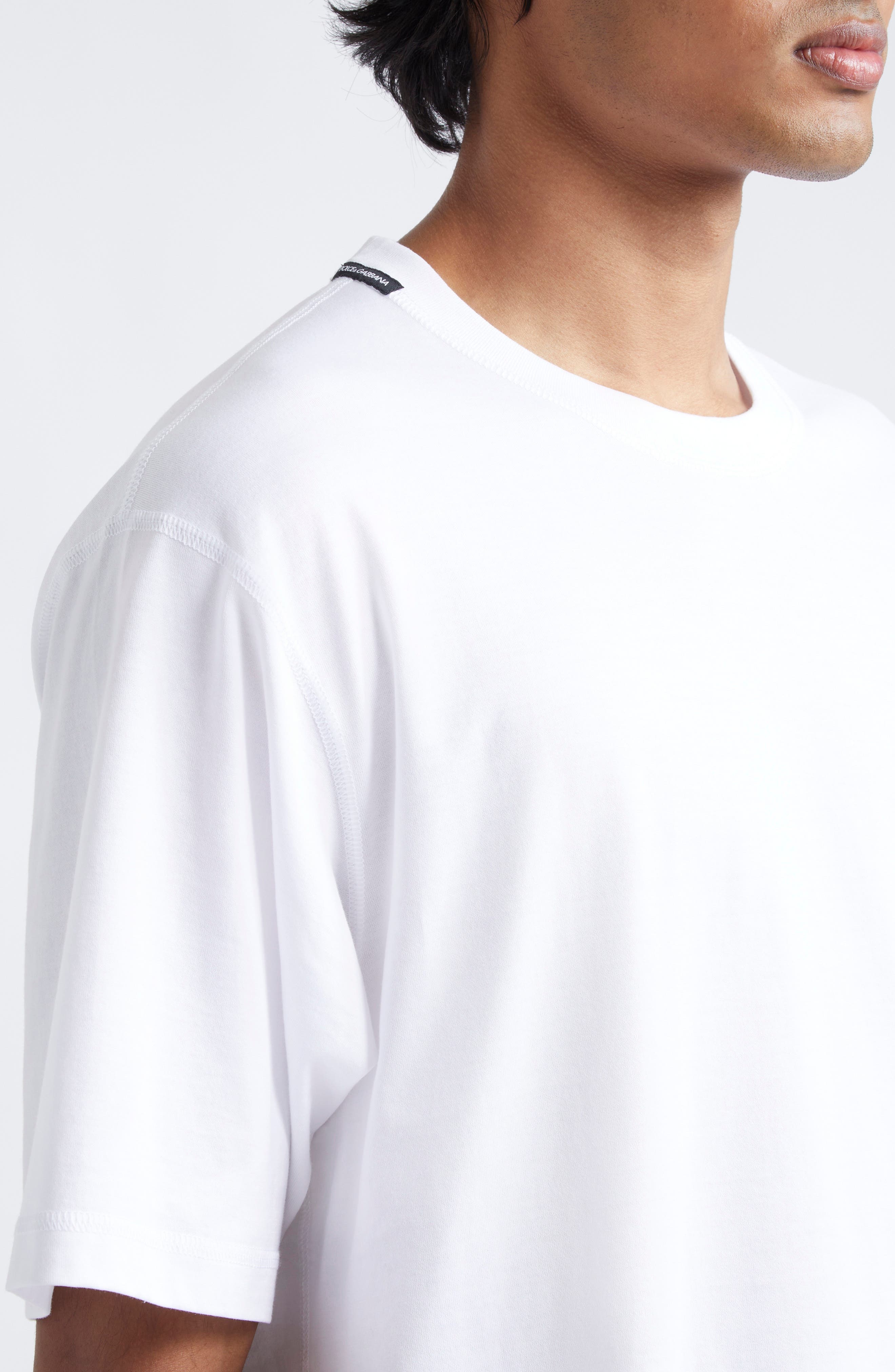 Dolce&Gabbana Logo Crest Cotton Jersey Crewneck T-Shirt in W0800 Bianco Ottico at Nordstrom - 4