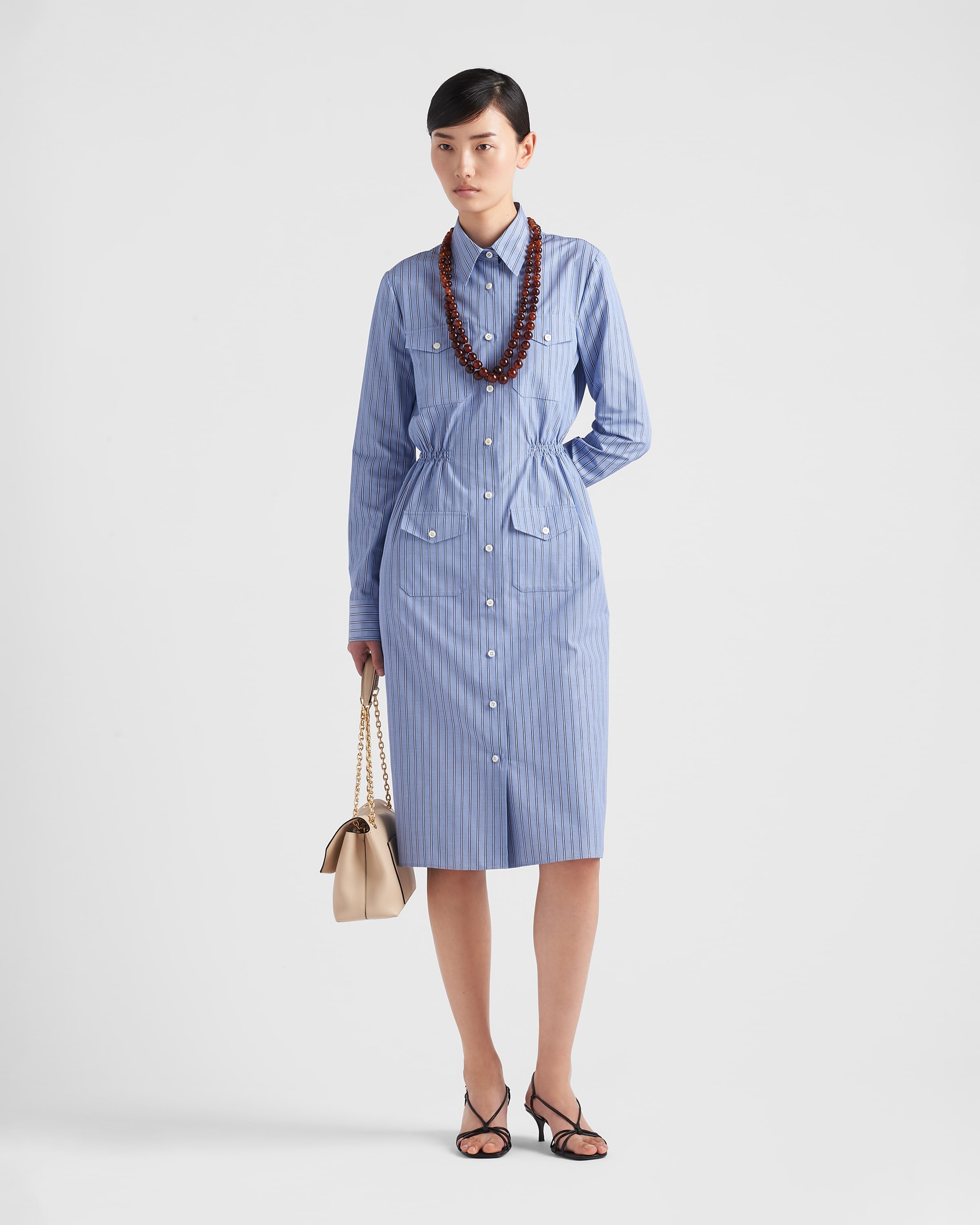 【プラダ・PRADA】Striped chambray dress Prada Striped chambray dress | REVERSIBLE