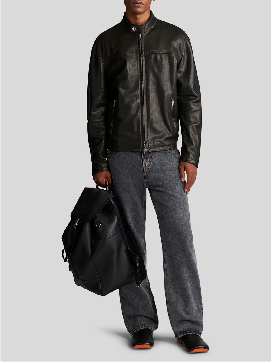 LEATHER BIKER JACKET - 4