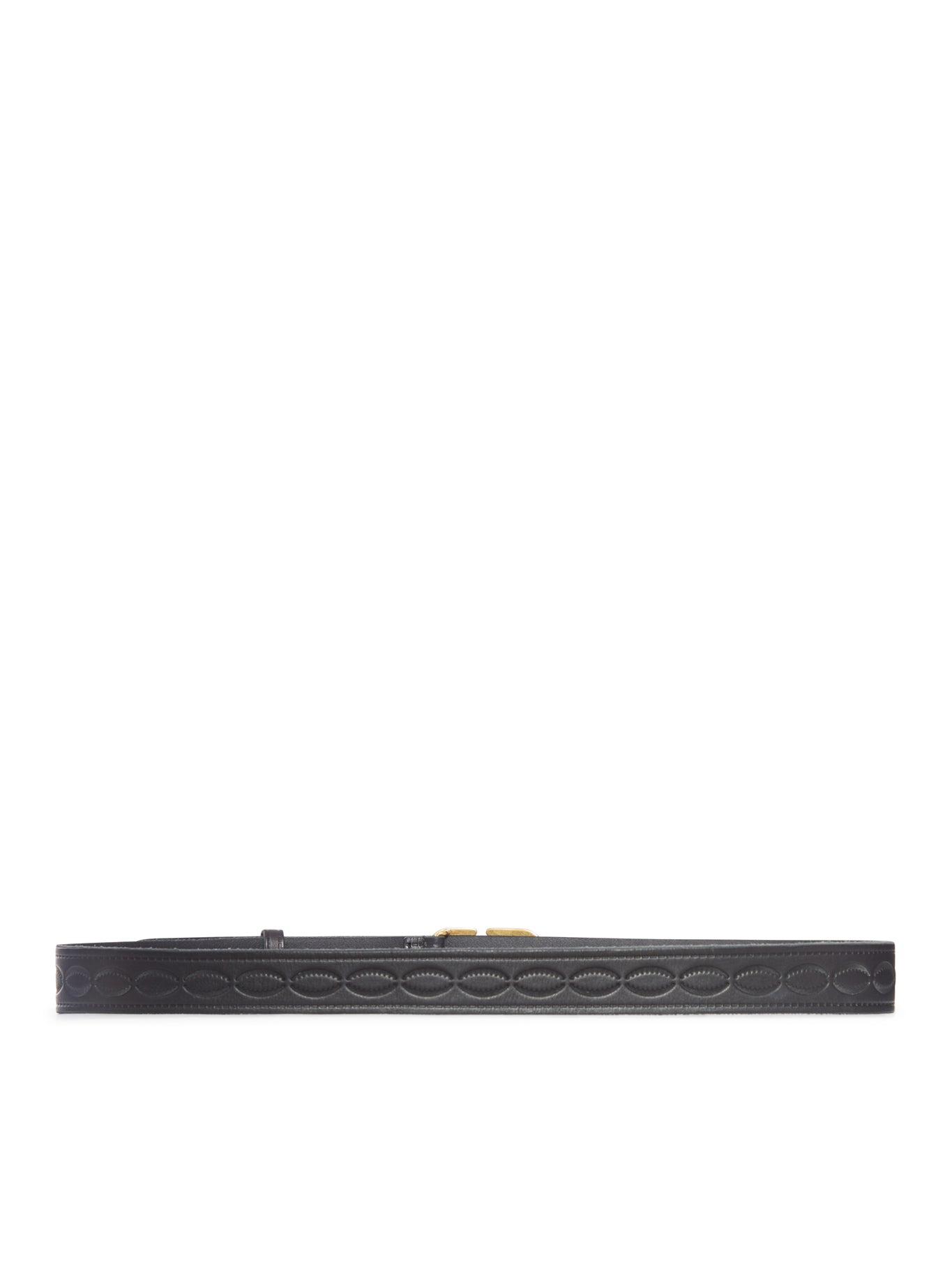 LEATHER BELT WITH LOGO BUCKLE - 2