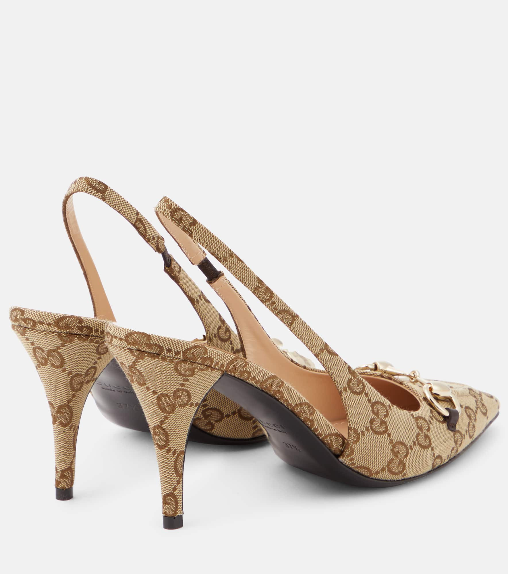 Horsebit GG canvas slingback pumps - 3