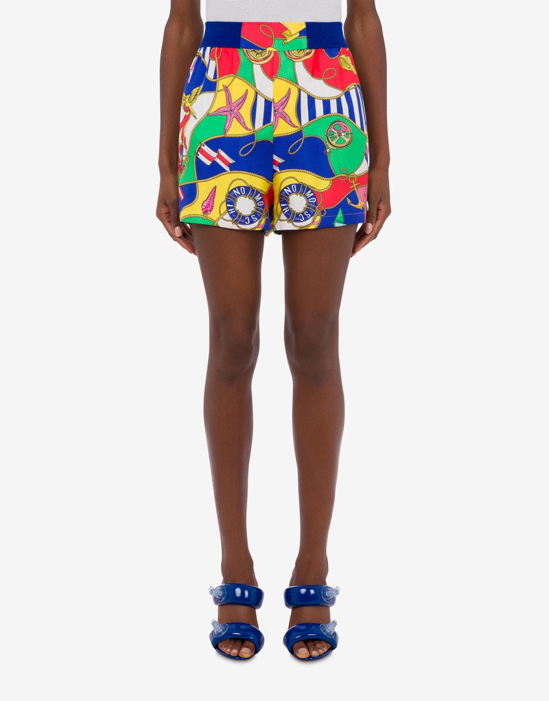 Moschino ALL-OVER NAUTICAL SILK TWILL SHORTS outlook