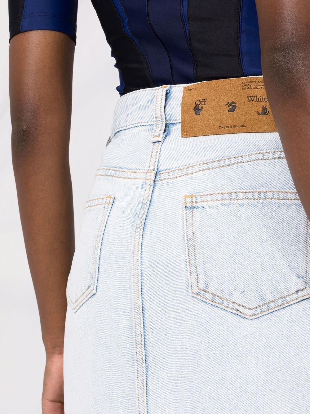 logo-print denim skirt - 3
