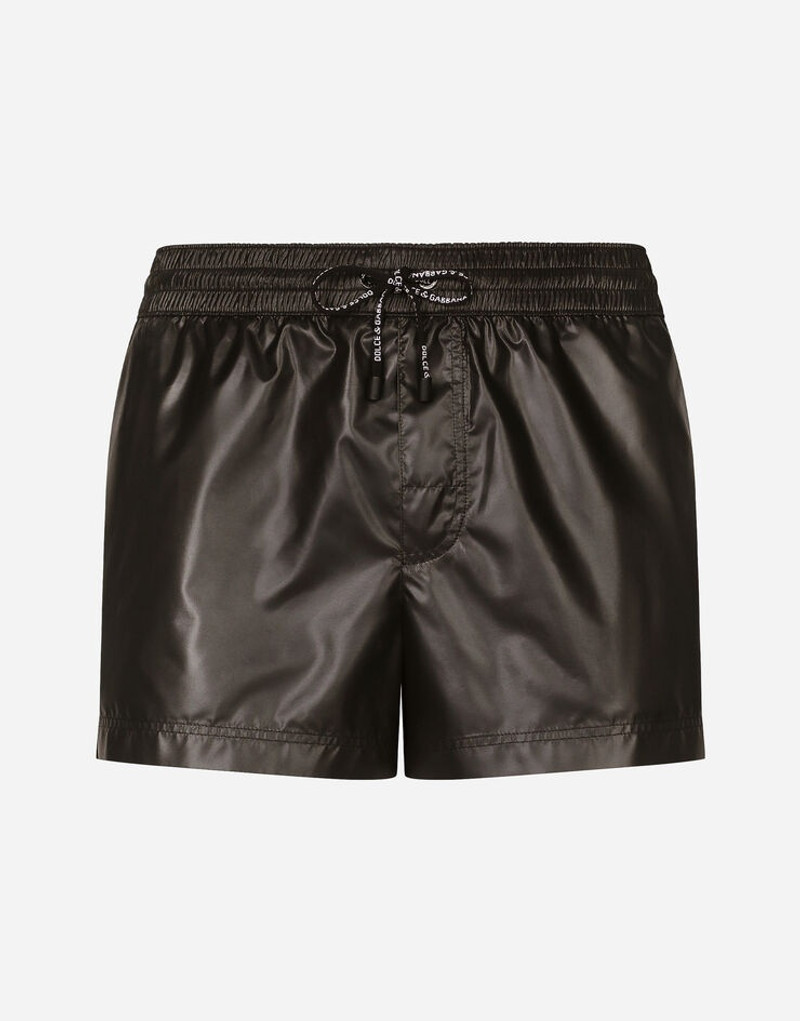 Short swim trunks with branded band 1