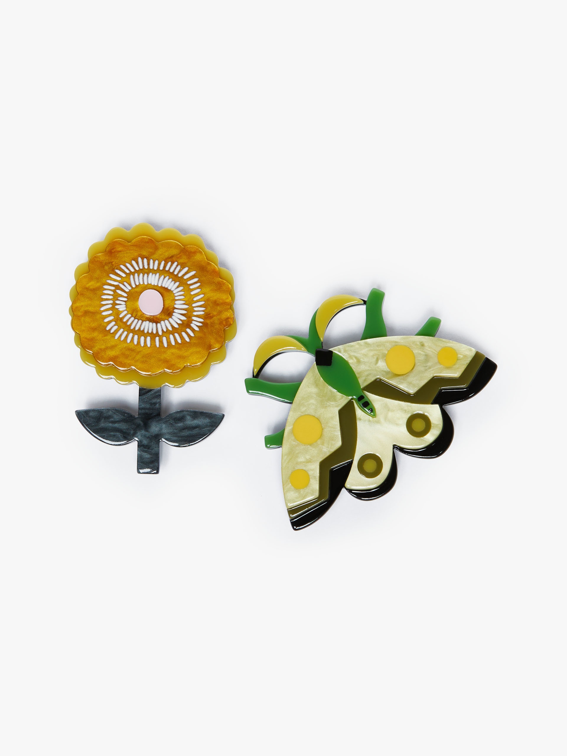 TALLERO Set of 2 resin brooches - 2