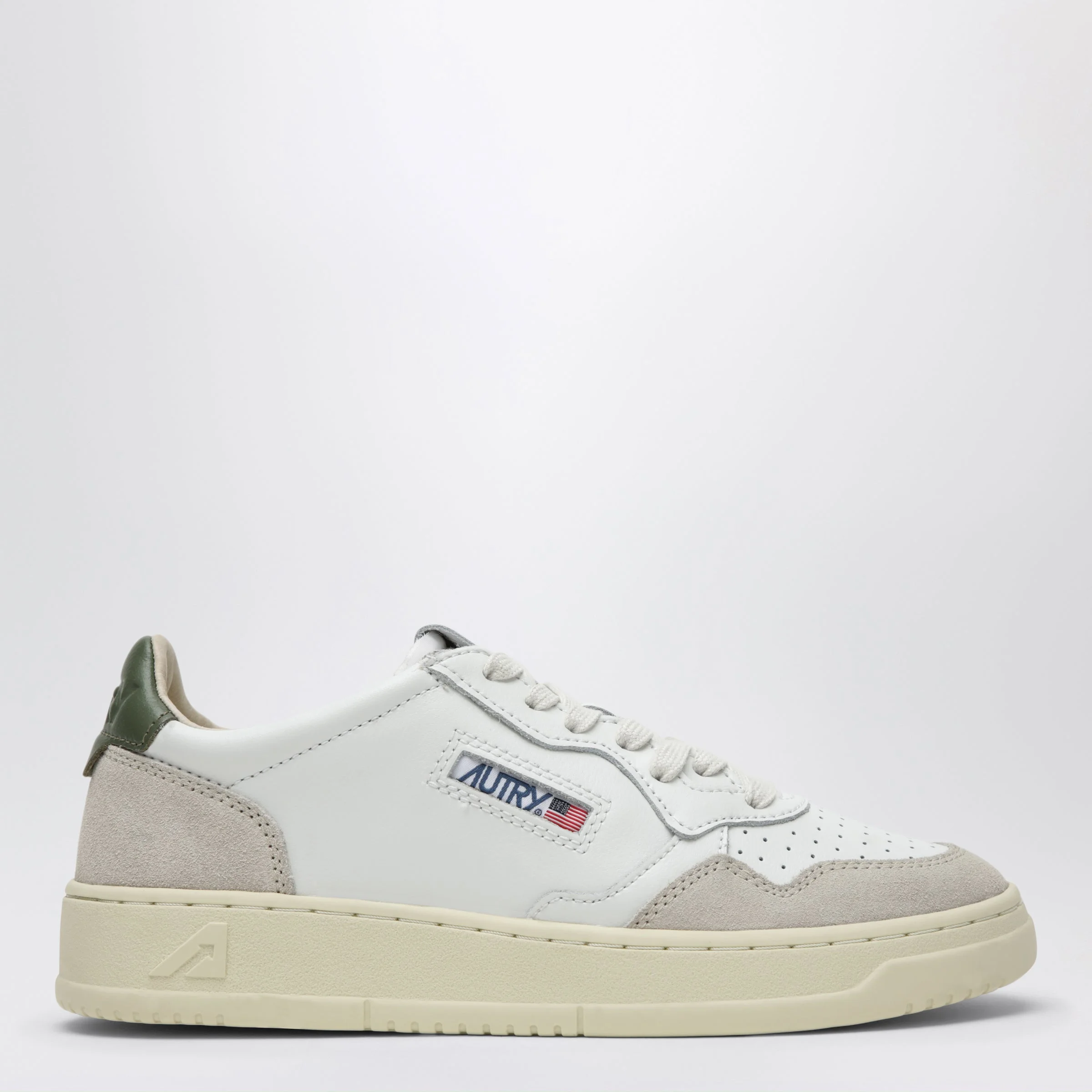 Medalist Low sneakers in white/green leather and suede - 1