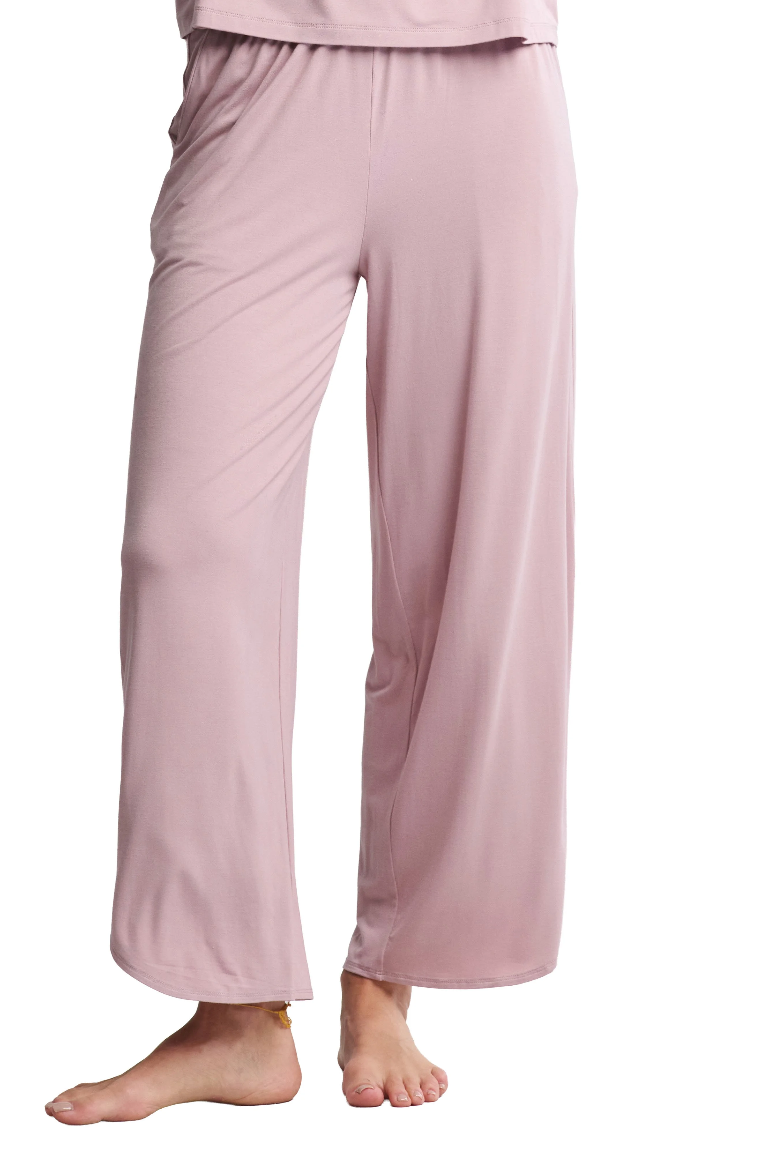 barefoot dreams Jersey Crop Wide Leg Pants in Teaberry - 1