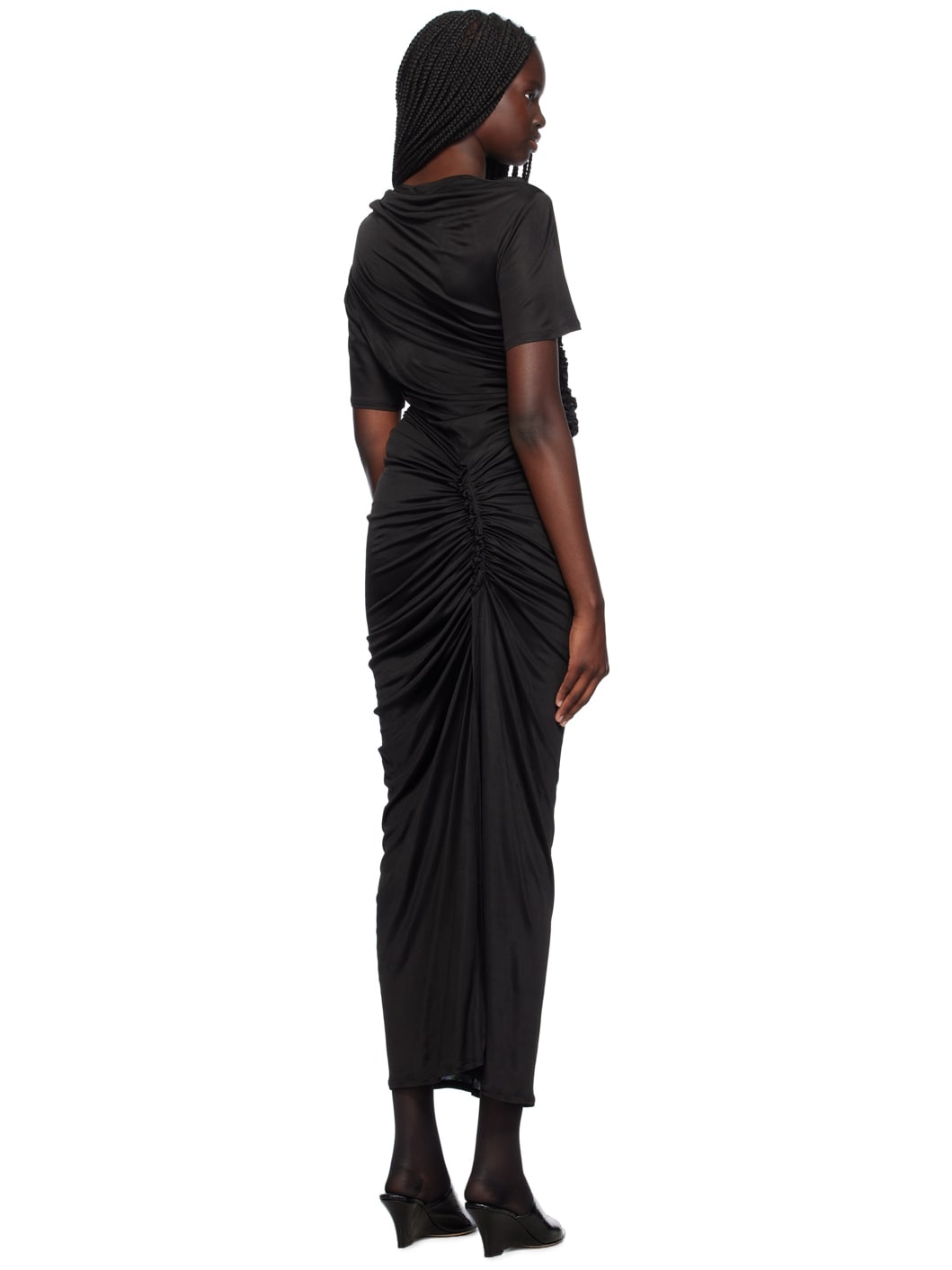 Black Asymmetric Maxi Dress - 3