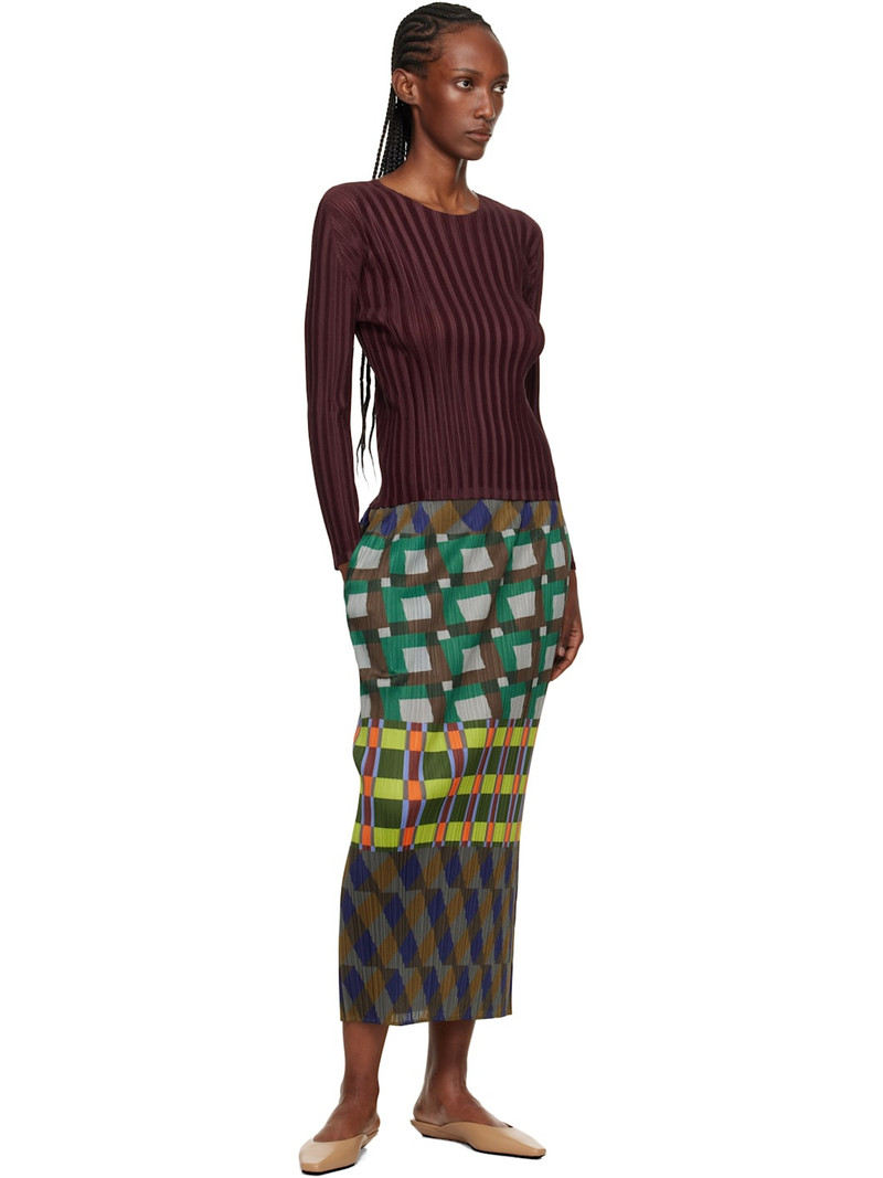 Pleats Please Issey Miyake Burgundy Rib Pleats January T-shirt outlook