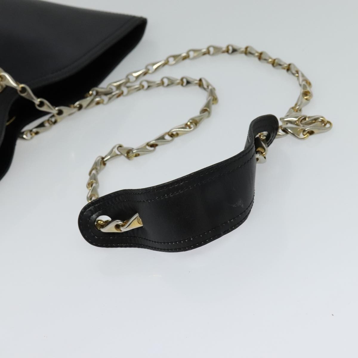 CELINE Chain Shoulder Bag Leather Black Gold - 7