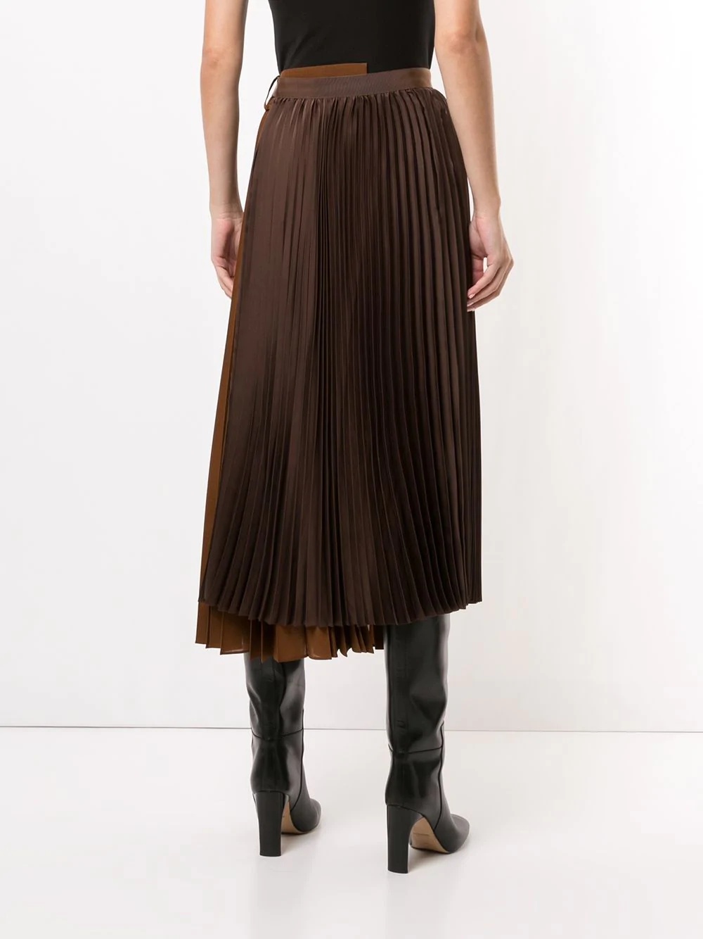 two-tone pleated midi skirt - 4