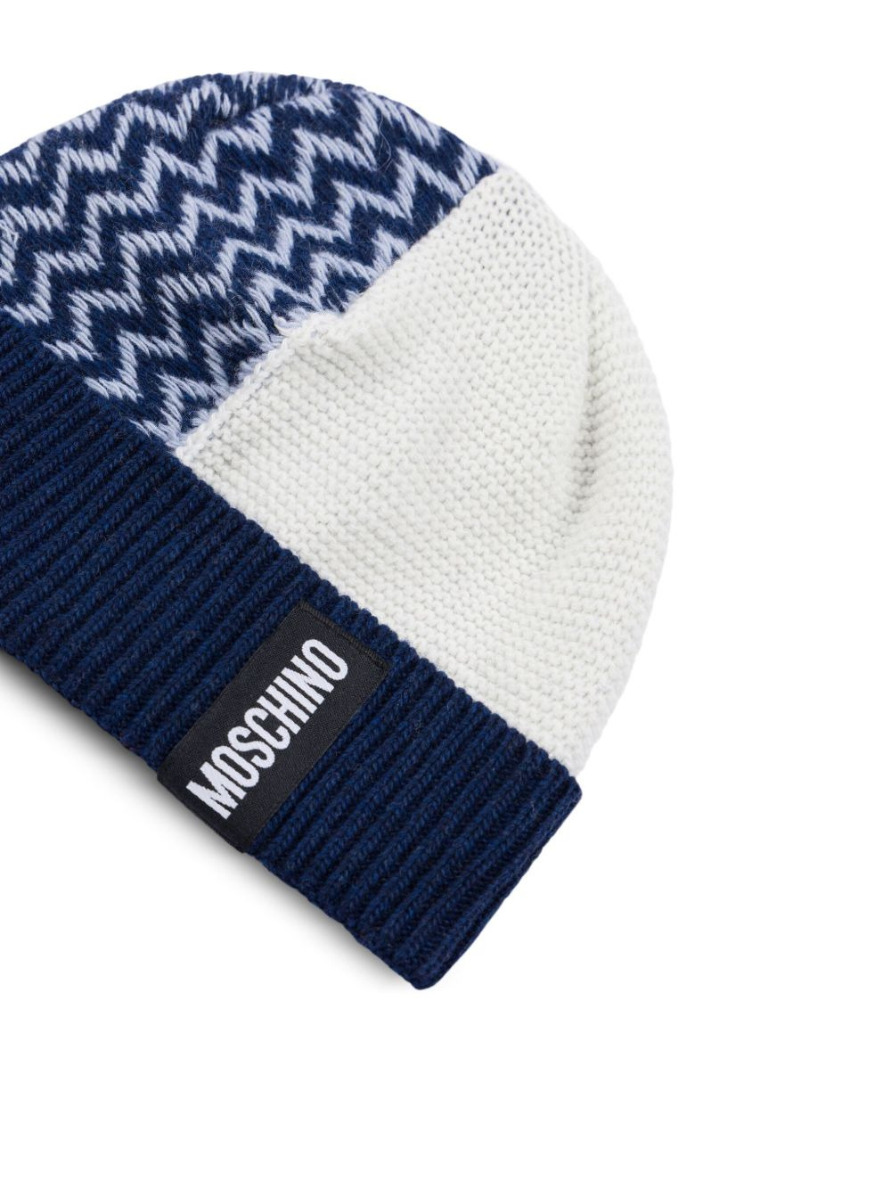 chevron-pattern knitted beanie - 3