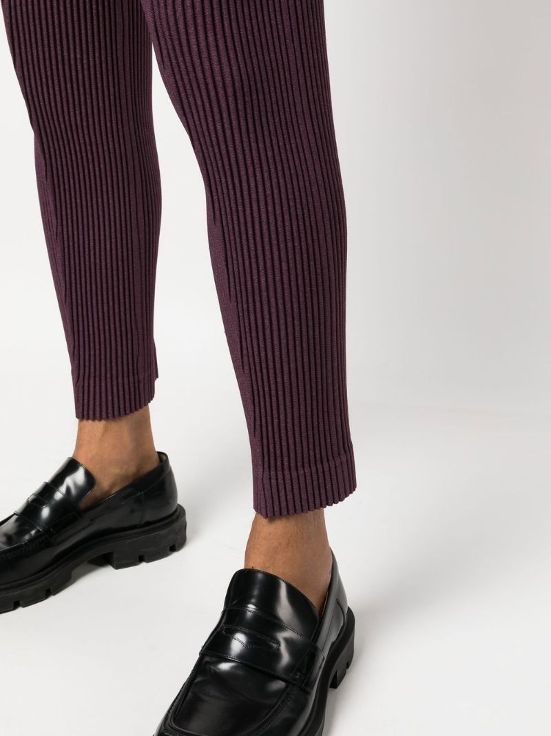 plissé-detail cropped trousers - 5