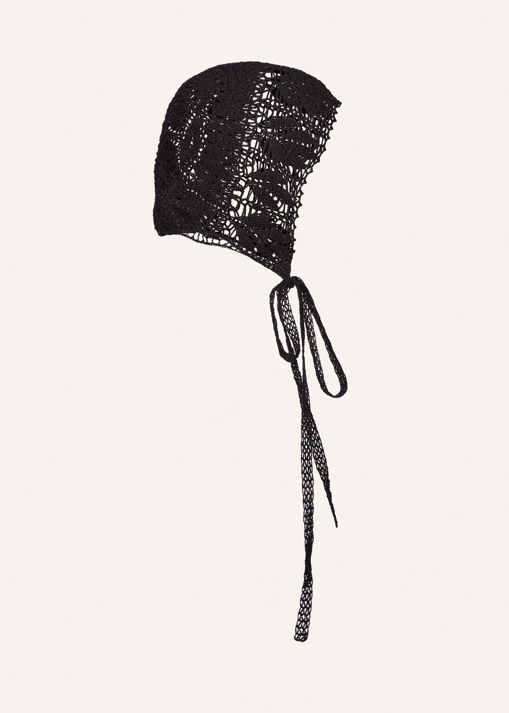 Crochet bonnet in black - 3