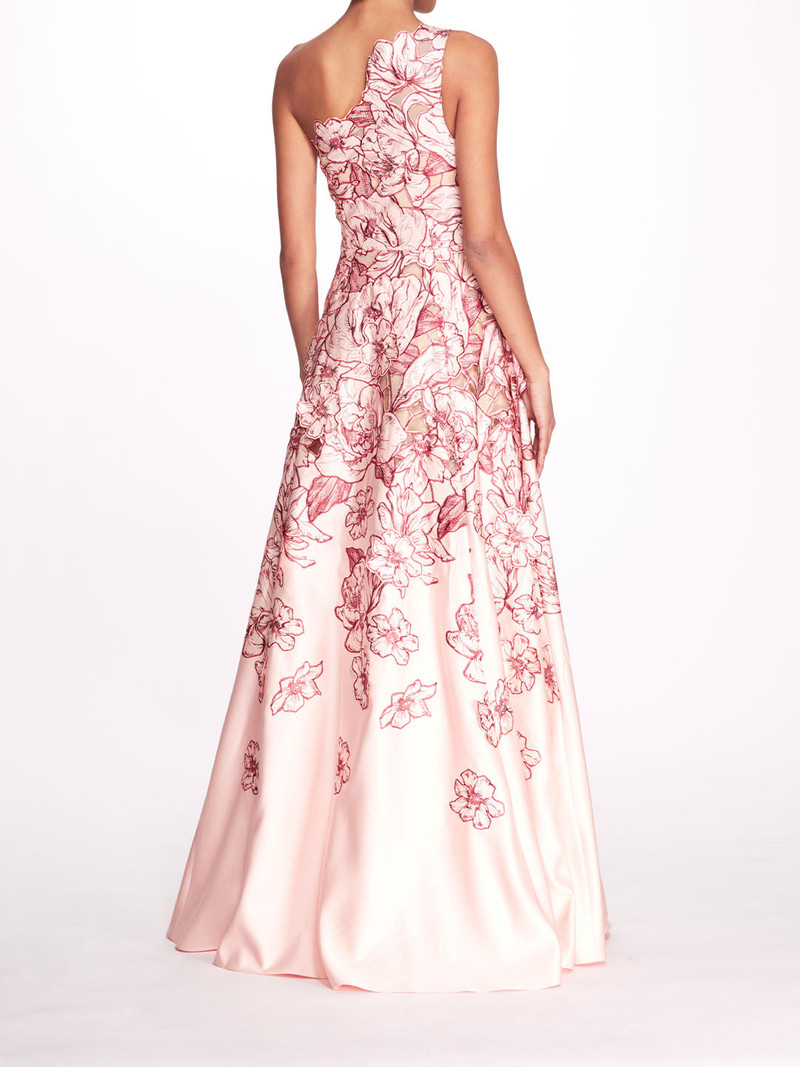 Marchesa SATIN ONE SHOULDER GOWN outlook