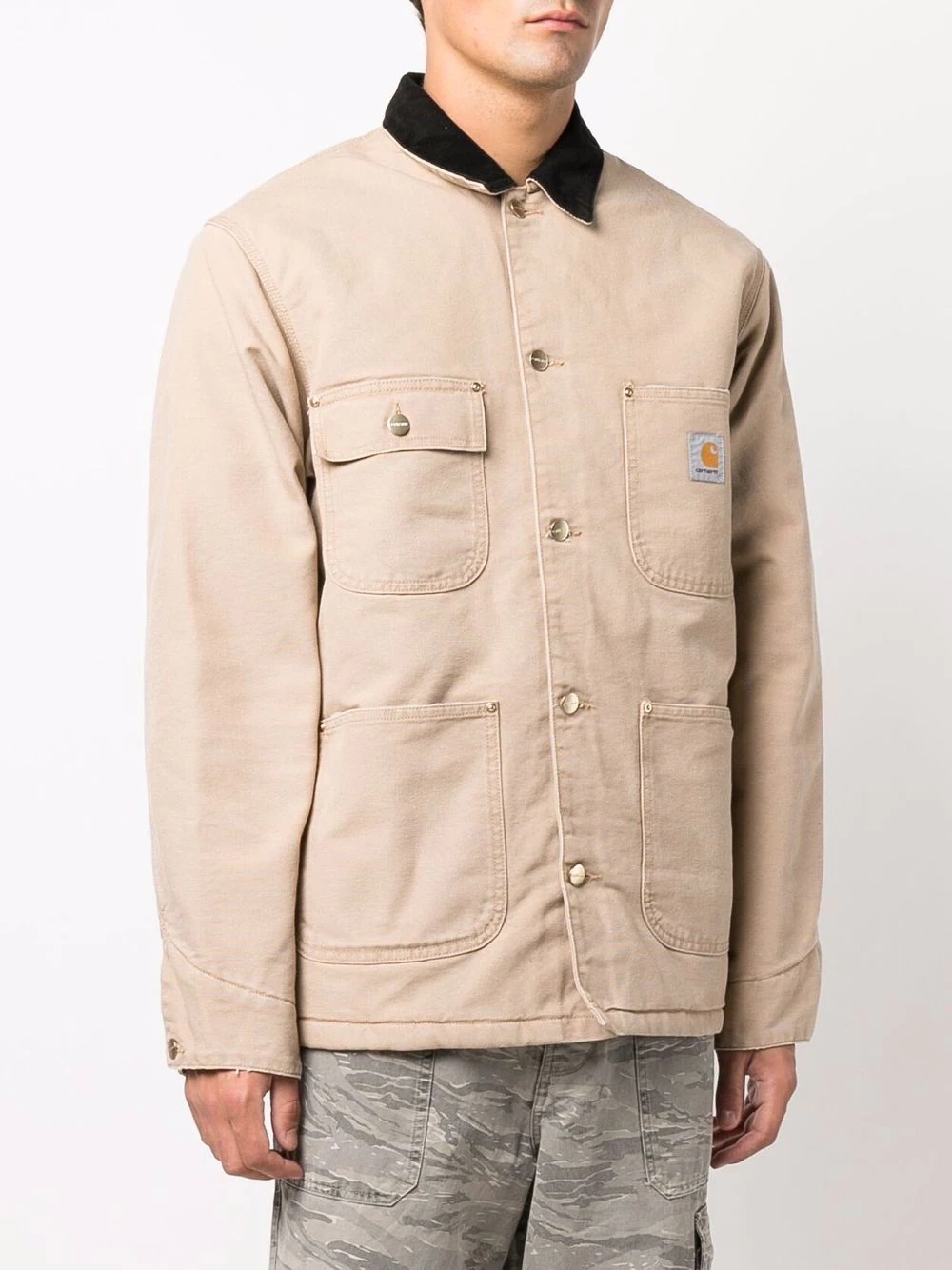 logo-patch cotton jacket - 3